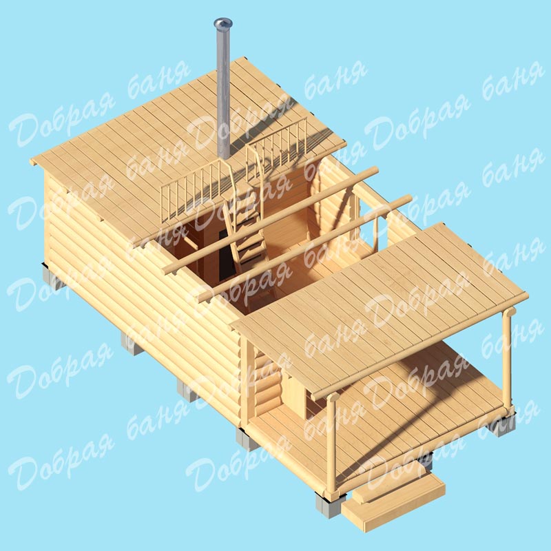 Баня с полатями проект 6 на 5