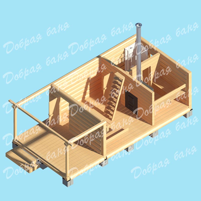 Баня с полатями проект 6 на 5