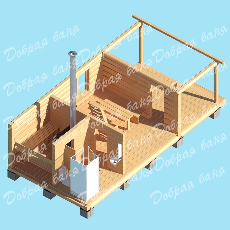 Баня с полатями проект 6 на 5